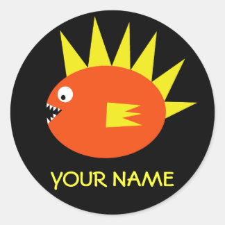 Rond Sticker de poisson effrayant personnalisé