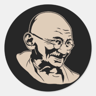Rond Sticker de portrait Mahatma Gandhi