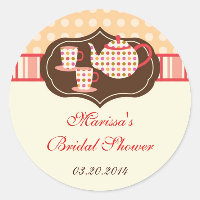 Rond Sticker de pot de thé pois (Devant)