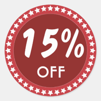 Rond Sticker de réduction de 15 % sur les ventes Red