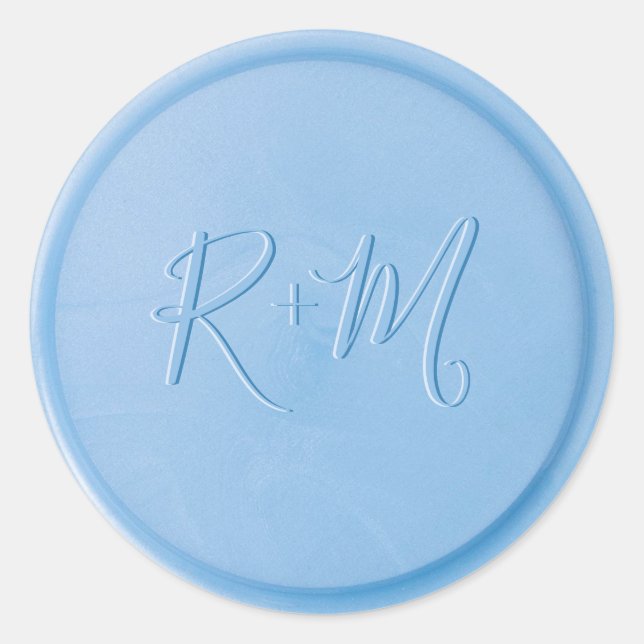 Rond Sticker de sceau de cire bleu de lin initial (Devant)