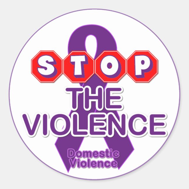 Rond Sticker de sensibilisation à la violence domestiqu (Devant)