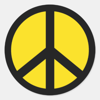 ROND STICKER DE SIGNE DE PAIX JAUNE ET NOIRE