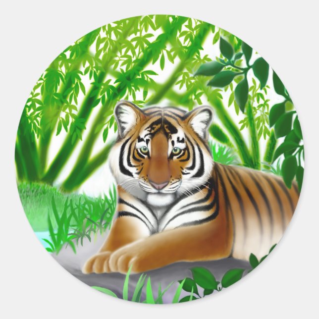 Rond Sticker de tigre de Sumatran en voie de disparitio (Devant)