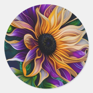 Rond Sticker de tournesol violet et or