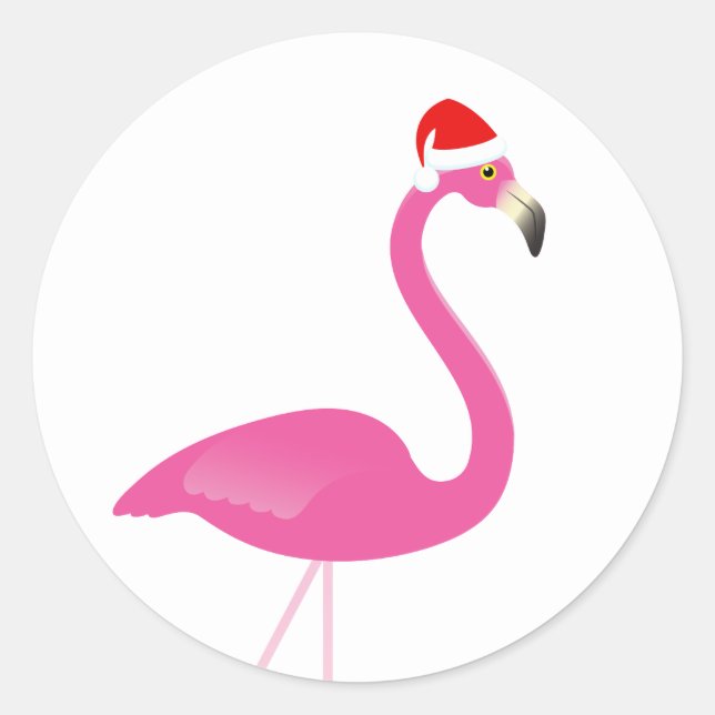 Rond Sticker de vacances Fa la la la Flamant rose (Devant)