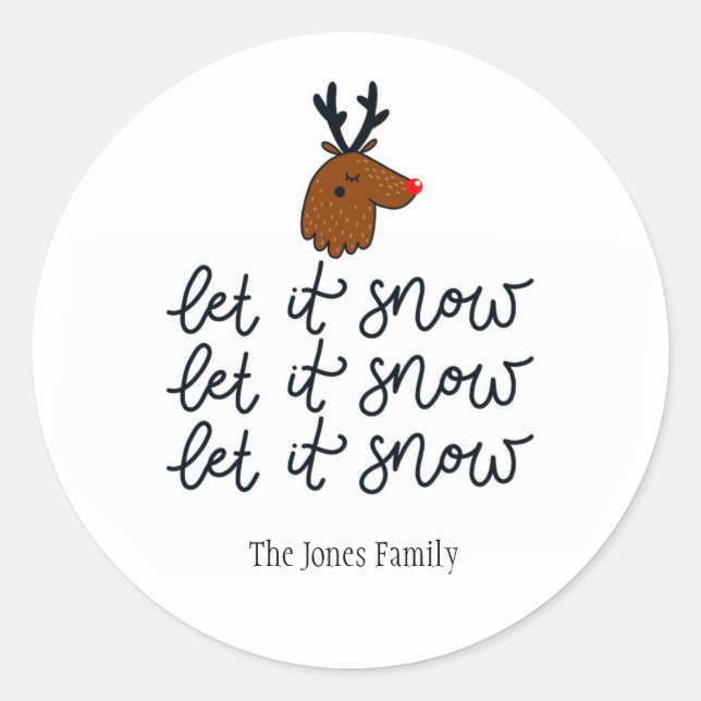 Rond Sticker de vacances personnalisé 'Let it Snow' ou  (Devant)