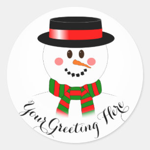 Rond Sticker de vacances personnalisé Snowman