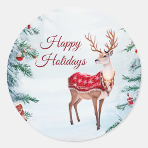 Rond Sticker de vacances Reindeer