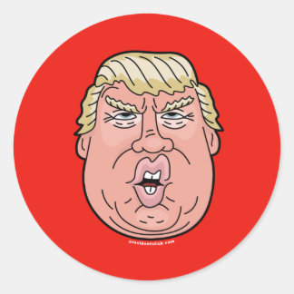 Rond Sticker de visage de dessin animé Donald J. Trump
