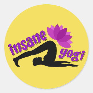 Rond Sticker de Yoga avec signe de Yogi fou