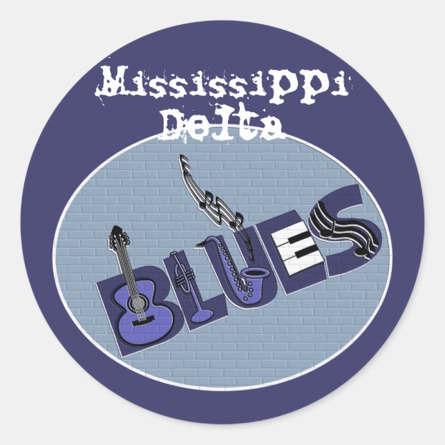 Rond Sticker Delta Blues du Mississippi (Devant)