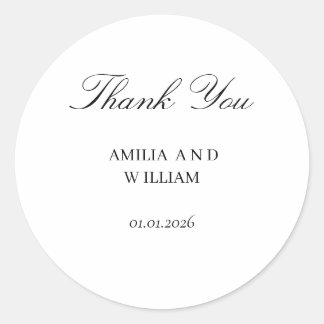 Rond Sticker d'enveloppe de mariage minimaliste et élég