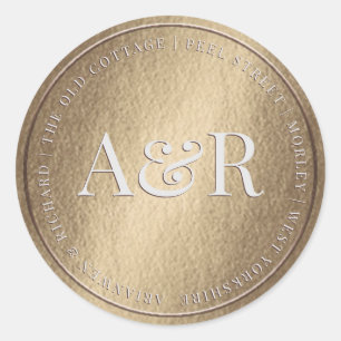 Rond Sticker d'enveloppe d'or avec Monogramme