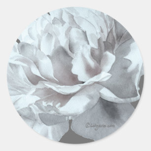 Rond Sticker d'enveloppe Mariage cool Grey Peony