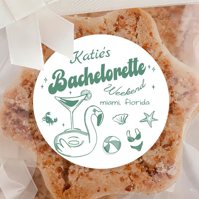 Rond Sticker Dernier toast vert Beach Bachelorette Part (Créateur téléchargé)