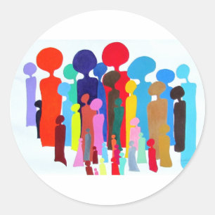 Rond Sticker des gens joyeux et colorés