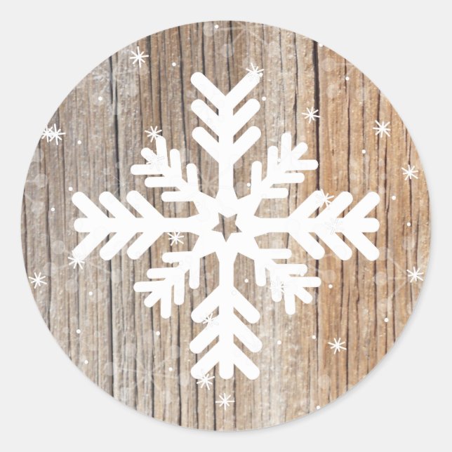 Rond Sticker d'hiver Festitic Rustic Snowflake (Devant)