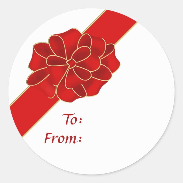 Rond Sticker Diagonal Red Bow (Devant)
