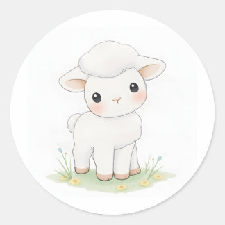Rond Sticker d'illustration d'aquarelle mignonne pour b