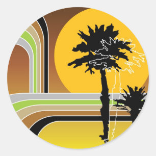 Rond Sticker d'invitation de vacances Tropical