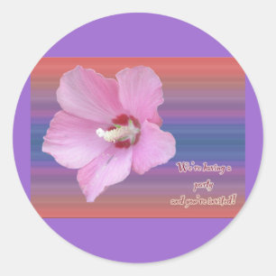 Rond Sticker d'invitation du rose du Parti Sharon