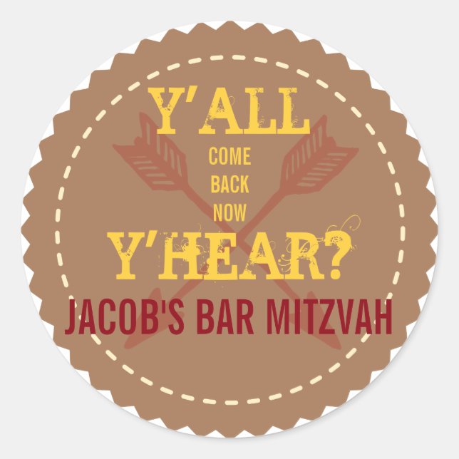 Rond Sticker d'invitation WILD WEST Bar Mitzvah (Devant)