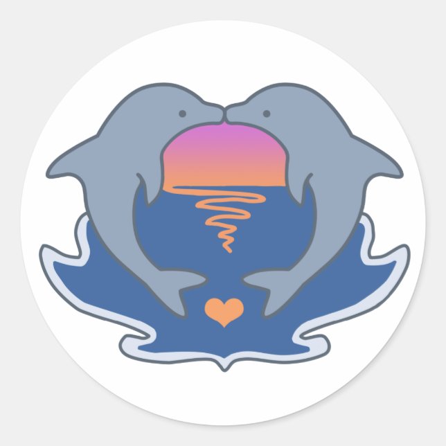 Rond Sticker Dolphin Love (Devant)