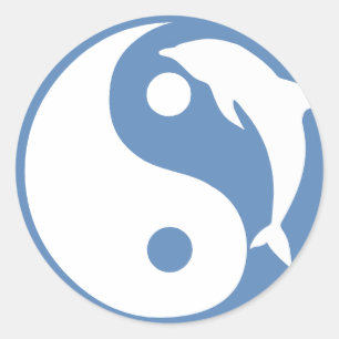 Rond Sticker Dolphin Yin Yang