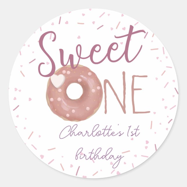 Rond Sticker Donut Sweet One Birthday (Devant)