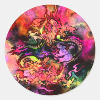 Rond Sticker Dragon Aquarelle #2