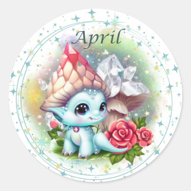 Rond Sticker Dragon Diamond April Birthstone (Devant)