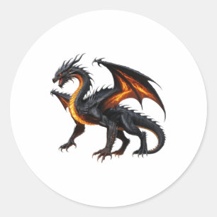 Rond Sticker Dragon Feu Noir