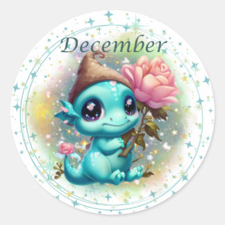 Rond Sticker Dragon Turquoise Décembre Birthstone