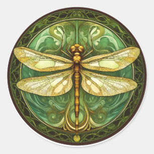 Rond Sticker dragonfly en verre coloré
