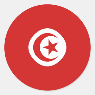 Rond Sticker Drapeau Fisheye Tunisie
