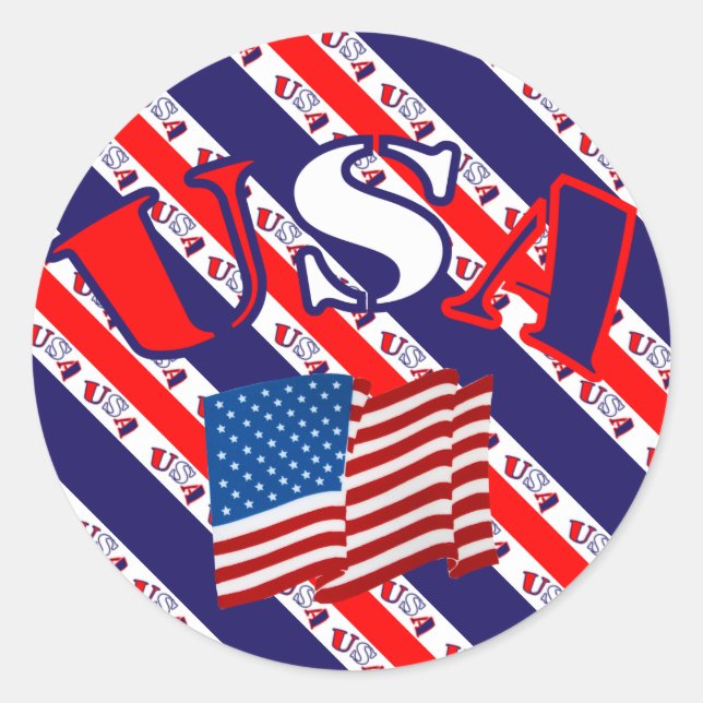 Rond Sticker Drapeau Patriotique USA (Devant)