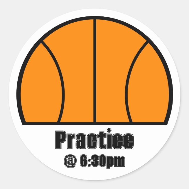 Rond Sticker du calendrier de la pratique du basket-bal (Devant)