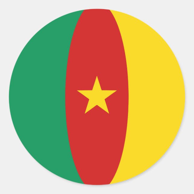 Rond Sticker du drapeau Fisheye du Cameroun (Devant)