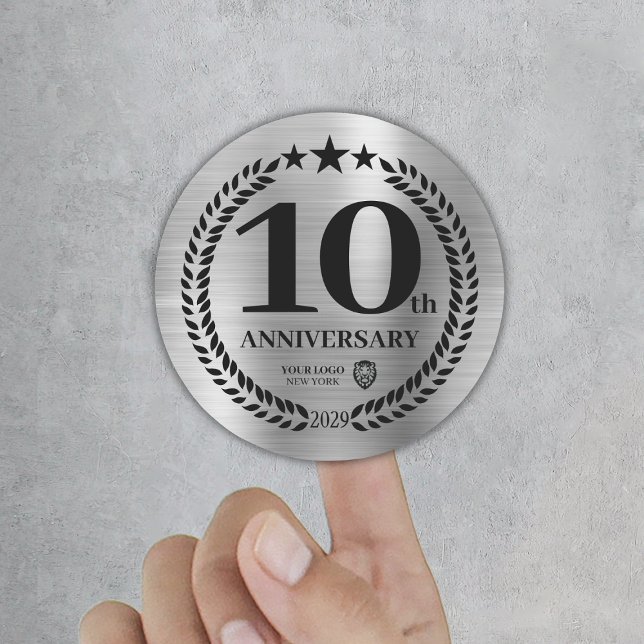 Rond Sticker du logo d'entreprise du 10e anniversaire d (Silver 10th Anniversary Business Logo Sticker
)