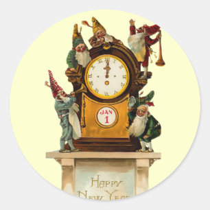 Rond Sticker du Nouvel An vintage
