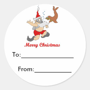 Rond Sticker du package Scuba Père Noël
