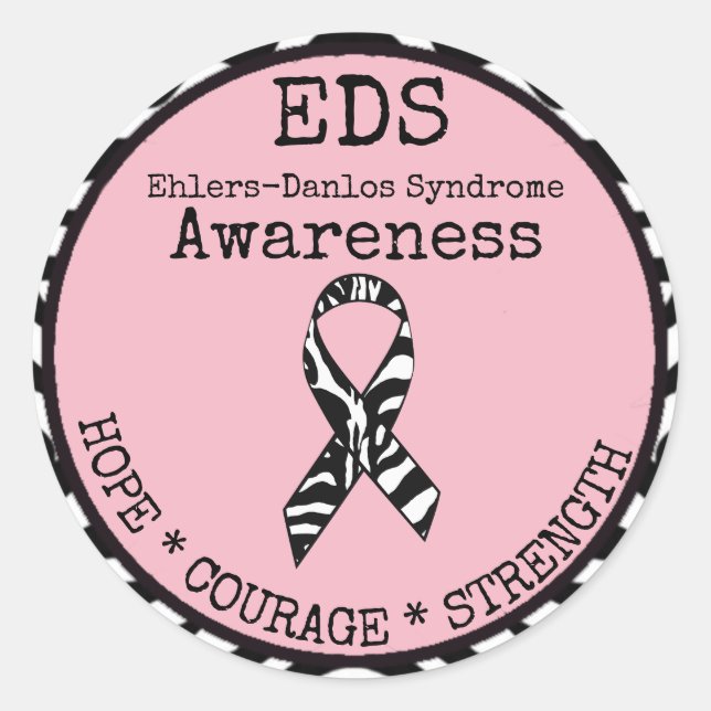 Rond Sticker EDS Rose Zebra Hope & Strength (Devant)