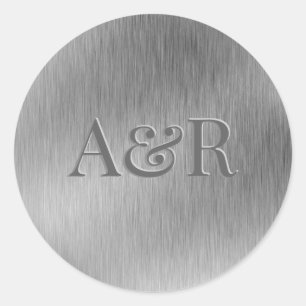Rond Sticker effet or rose monogramme,