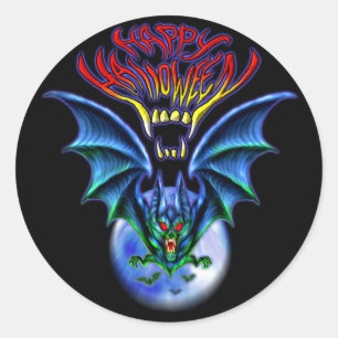 Rond Sticker éffrayant Halloween chauve
