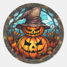 Sticker éffrayant Scarecrow et Halloween Citrouill
