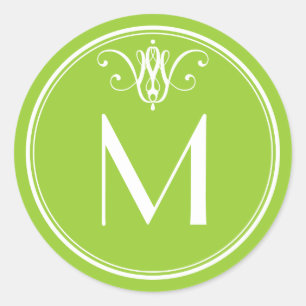 Rond Sticker Embellisté Monogramme de chaux