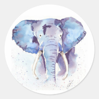 Rond Sticker en aquarelle éléphant
