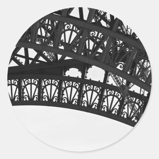 Rond Sticker en arc de tour Eiffel noir et blanc (Devant)