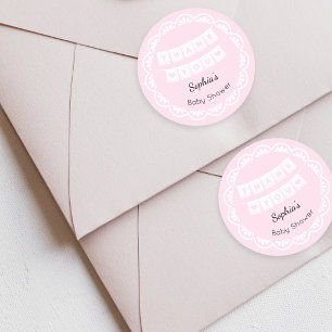Rond Sticker en Baby shower rose Cielito Lindo